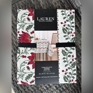 Lauren Ralph Lauren Red and Green Floral Tablecloth